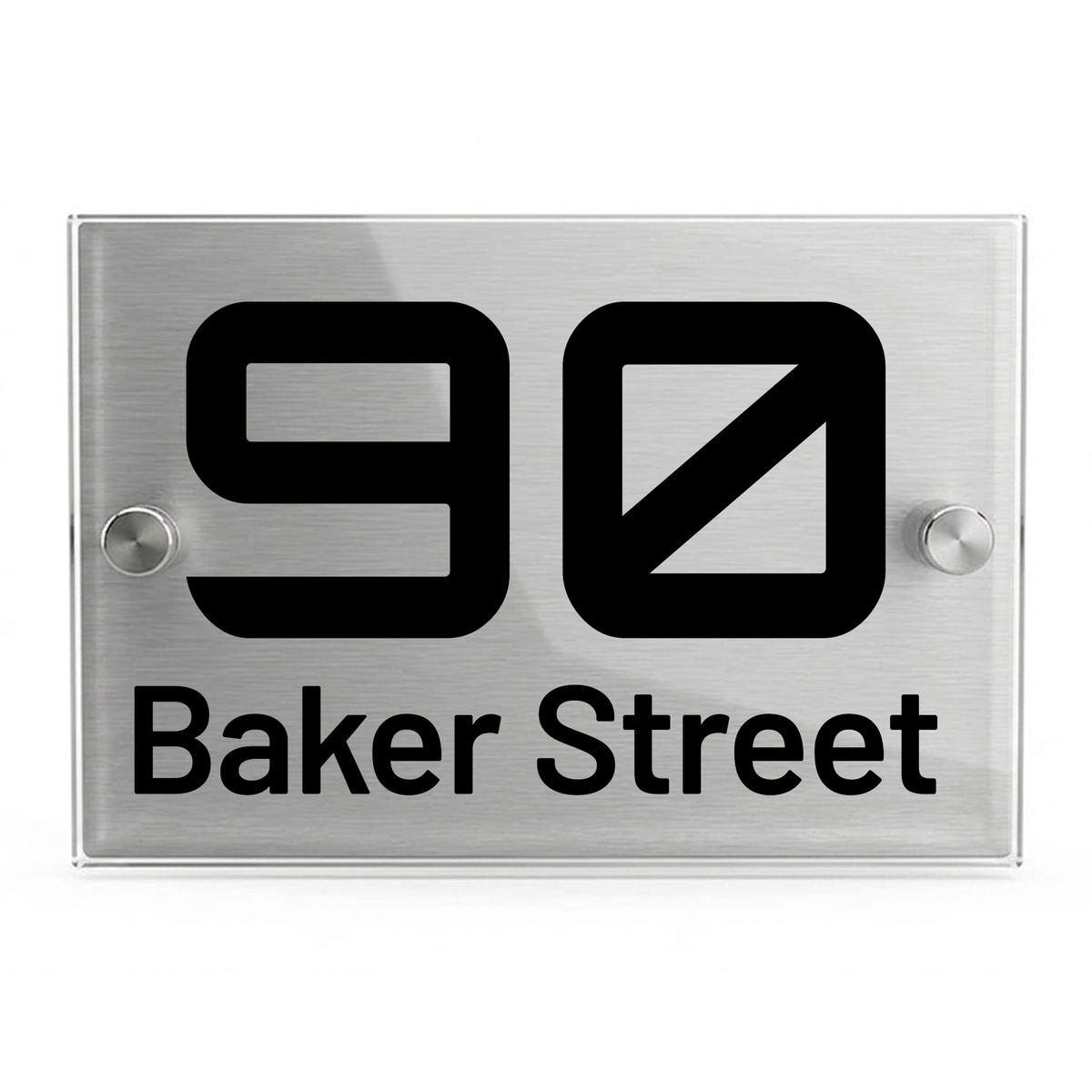 Personalised Dual Panel Acrylic House Sign Rectangle | 200mm x 130mm | Silver with Black Text