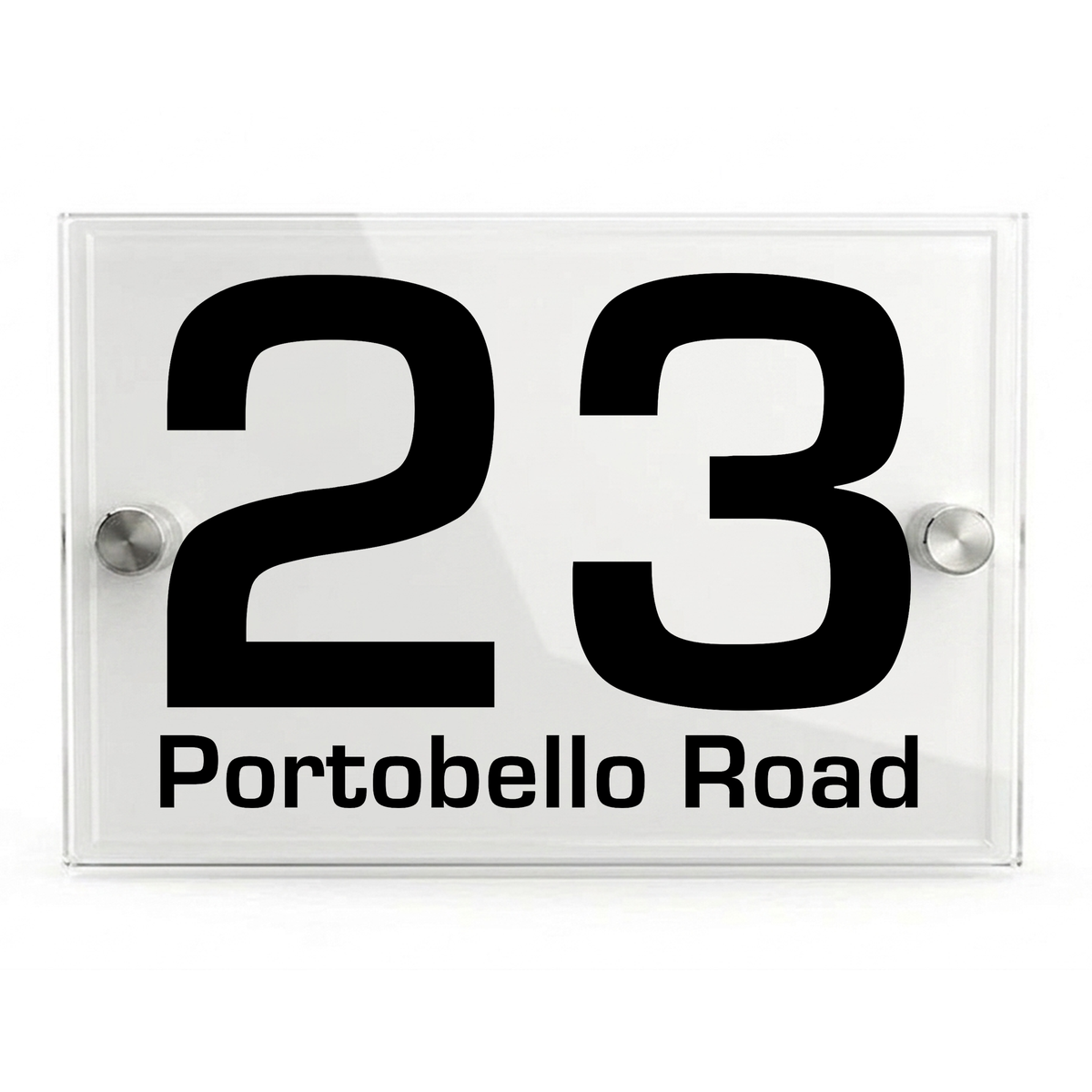 Personalised Dual Panel Acrylic House Sign Rectangle | 200mm x 130mm | White with Black Text