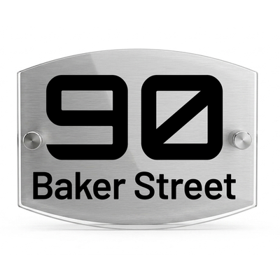 Personalised Dual Panel Acrylic House Sign Oval | 200mm x 130mm | Silver with Black Text