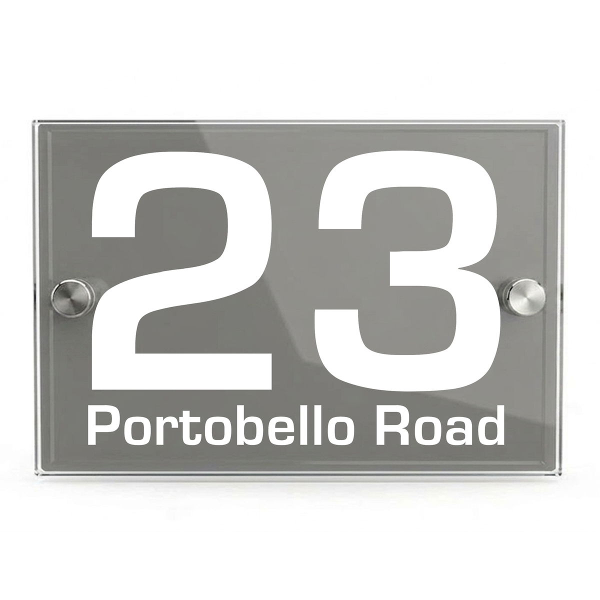Personalised Dual Panel Acrylic House Sign Rectangle | 200mm x 130mm | Grey with White Text