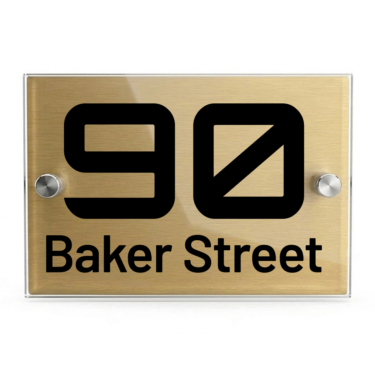Personalised Dual Panel Acrylic House Sign Rectangle | 200mm x 130mm | Gold with Black Text
