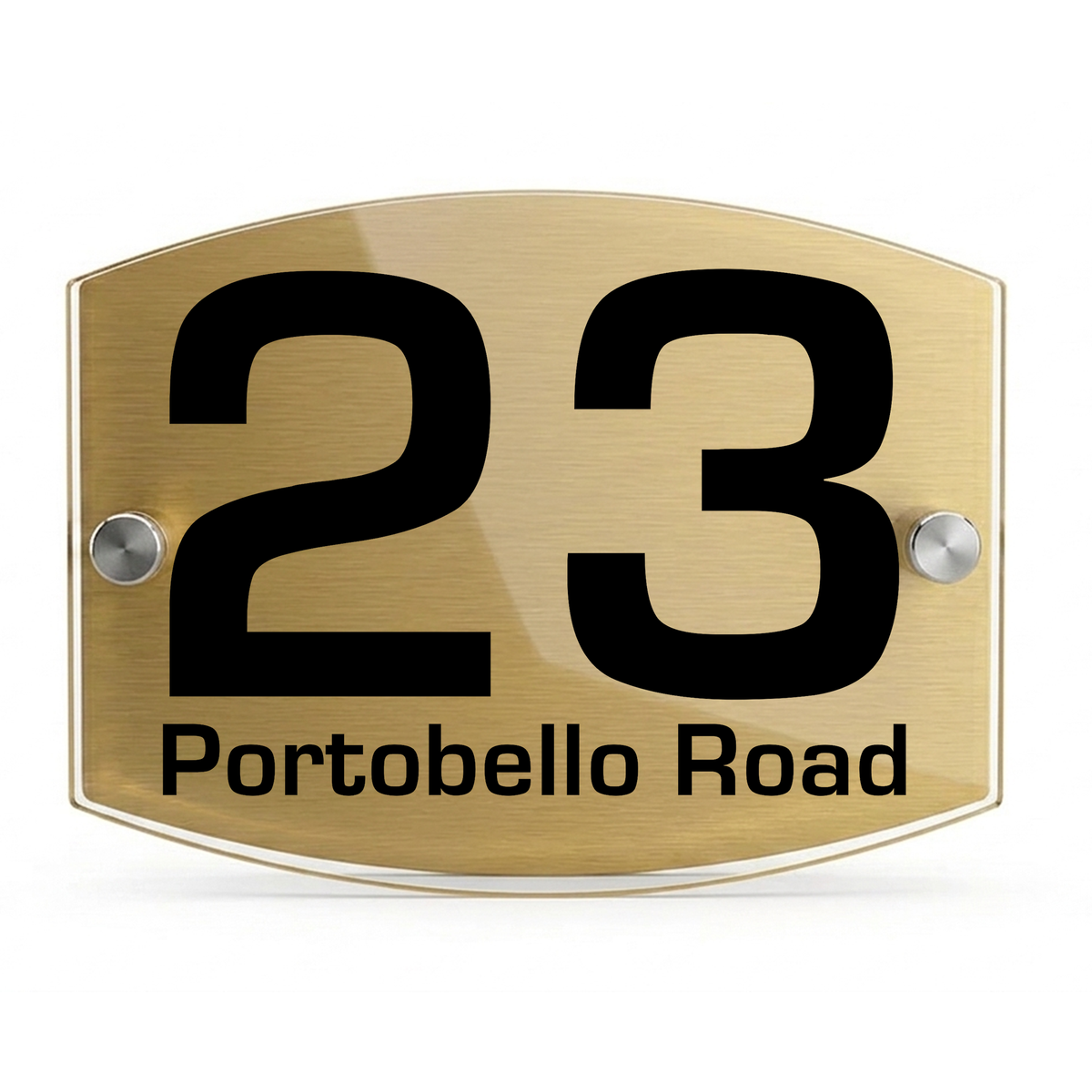 Personalised Dual Panel Acrylic House Sign Oval | 200mm x 130mm | Gold with Black Text