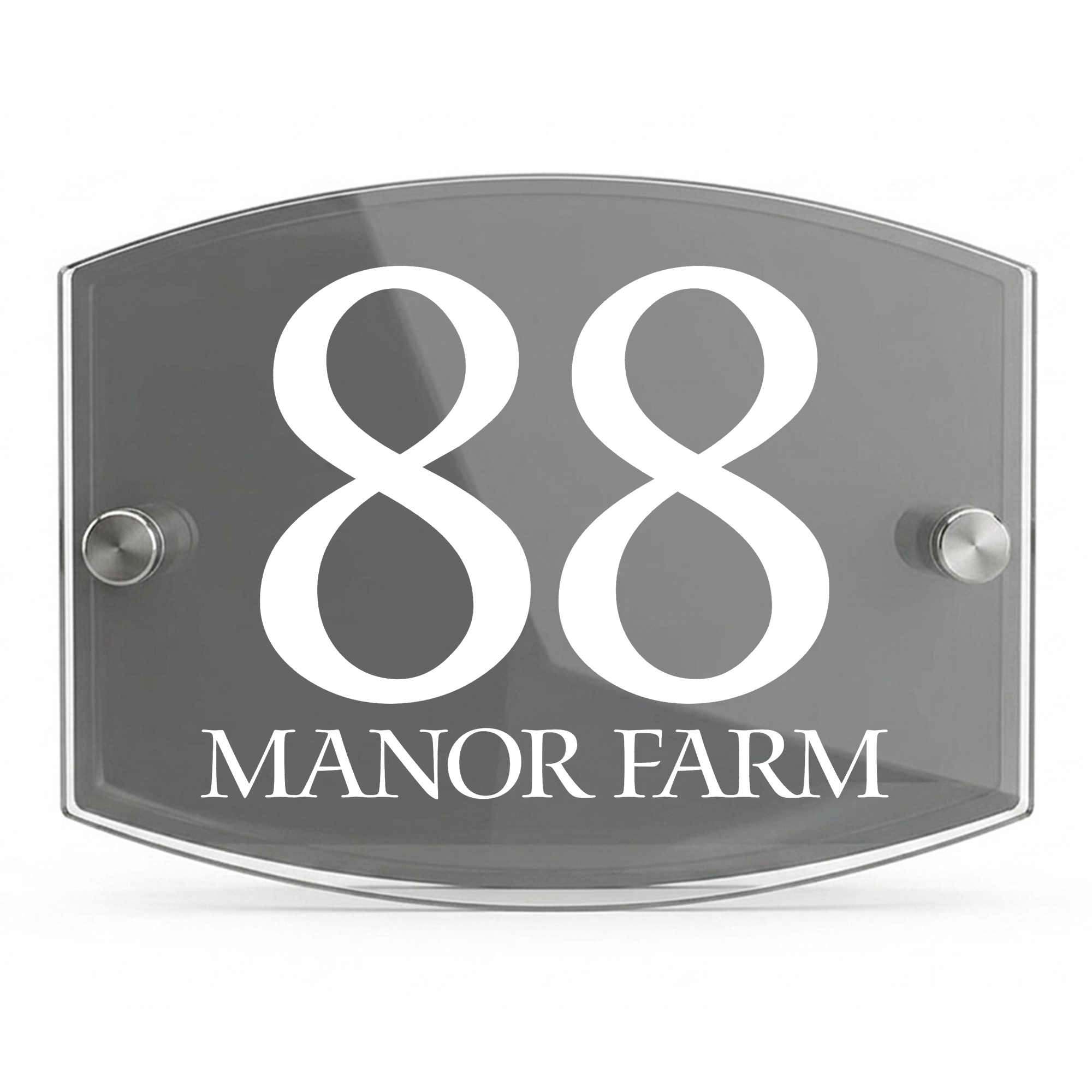 Personalised Dual Panel Acrylic House Sign Oval | 200mm x 130mm | Grey with White Text