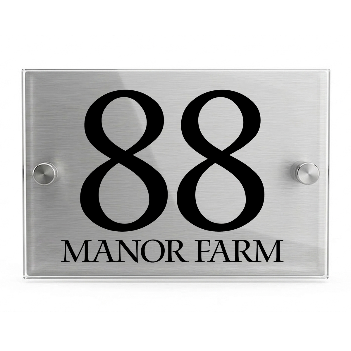 Personalised Dual Panel Acrylic House Sign Rectangle | 200mm x 130mm | Silver with Black Text