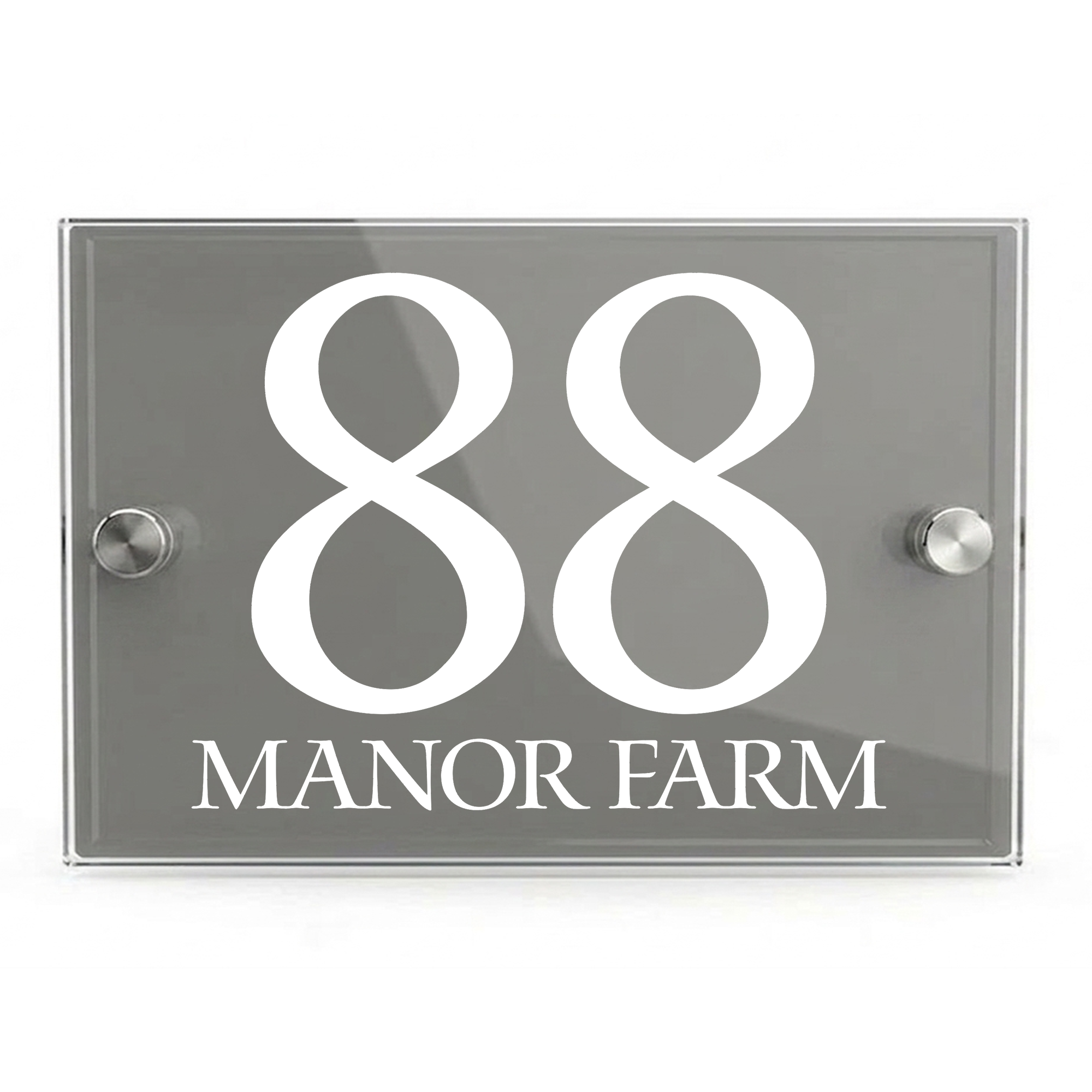 Personalised Dual Panel Acrylic House Sign Rectangle | 200mm x 130mm | Grey with White Text