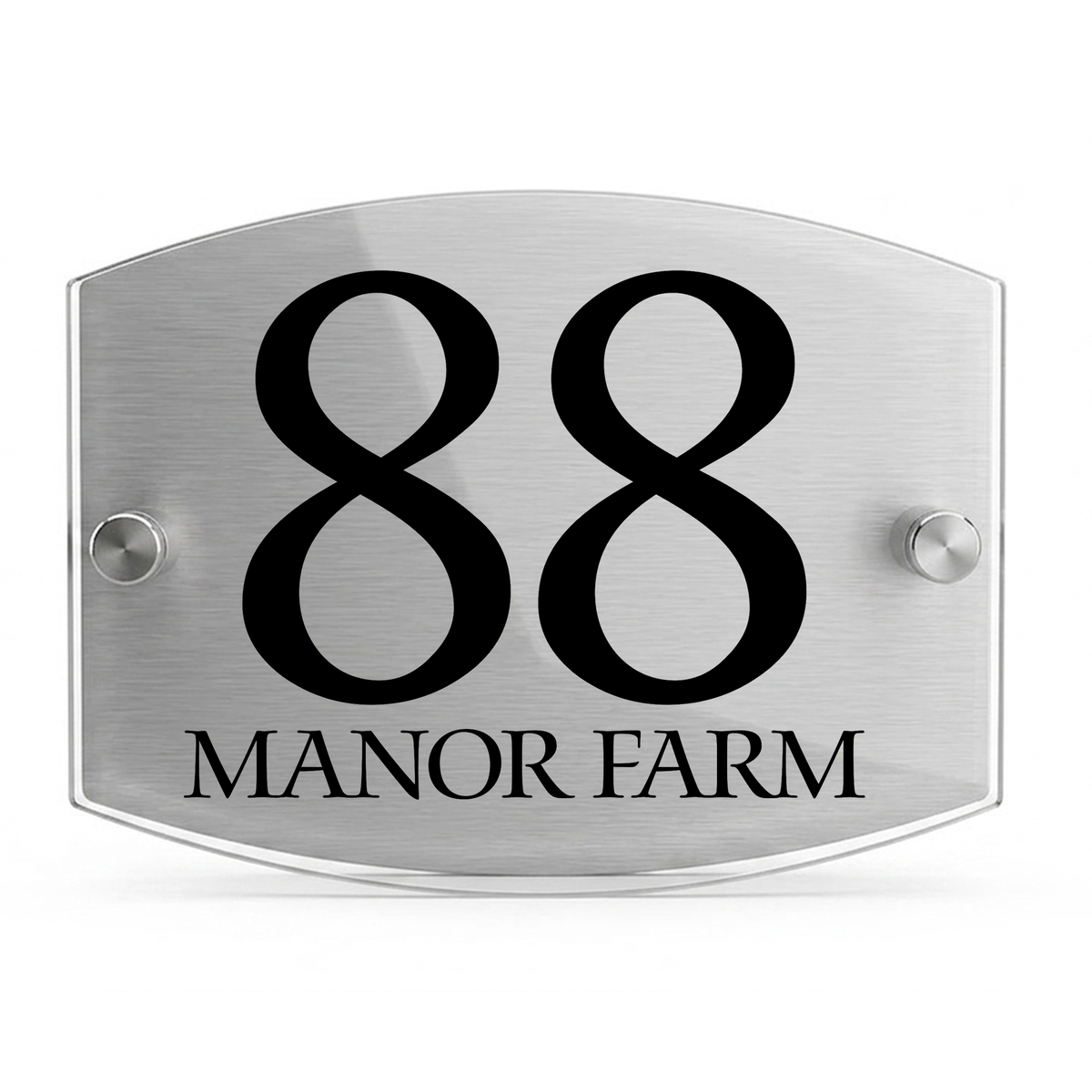 Personalised Dual Panel Acrylic House Sign Oval | 200mm x 130mm | Silver with Black Text