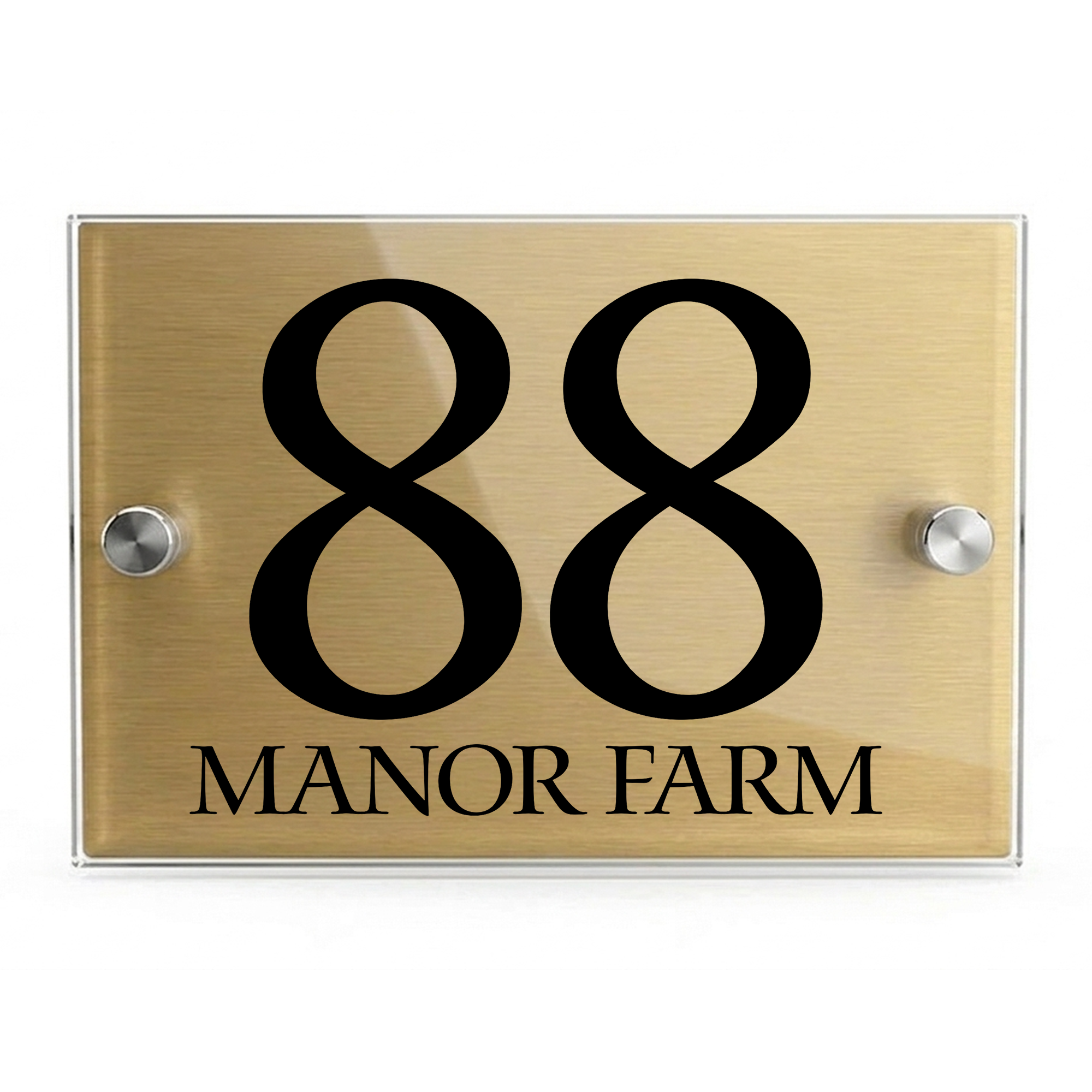 Personalised Dual Panel Acrylic House Sign Rectangle | 200mm x 130mm | Gold with Black Text