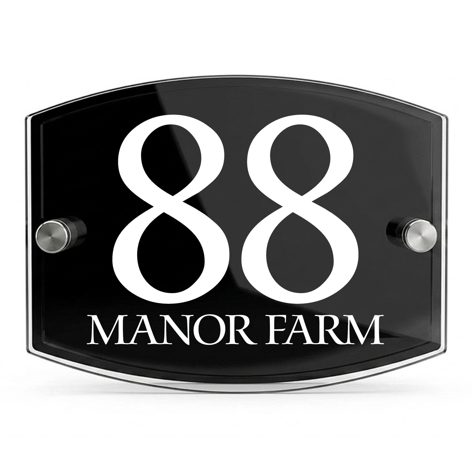 Personalised Dual Panel Acrylic House Sign Oval | 200mm x 130mm | Black with White Text
