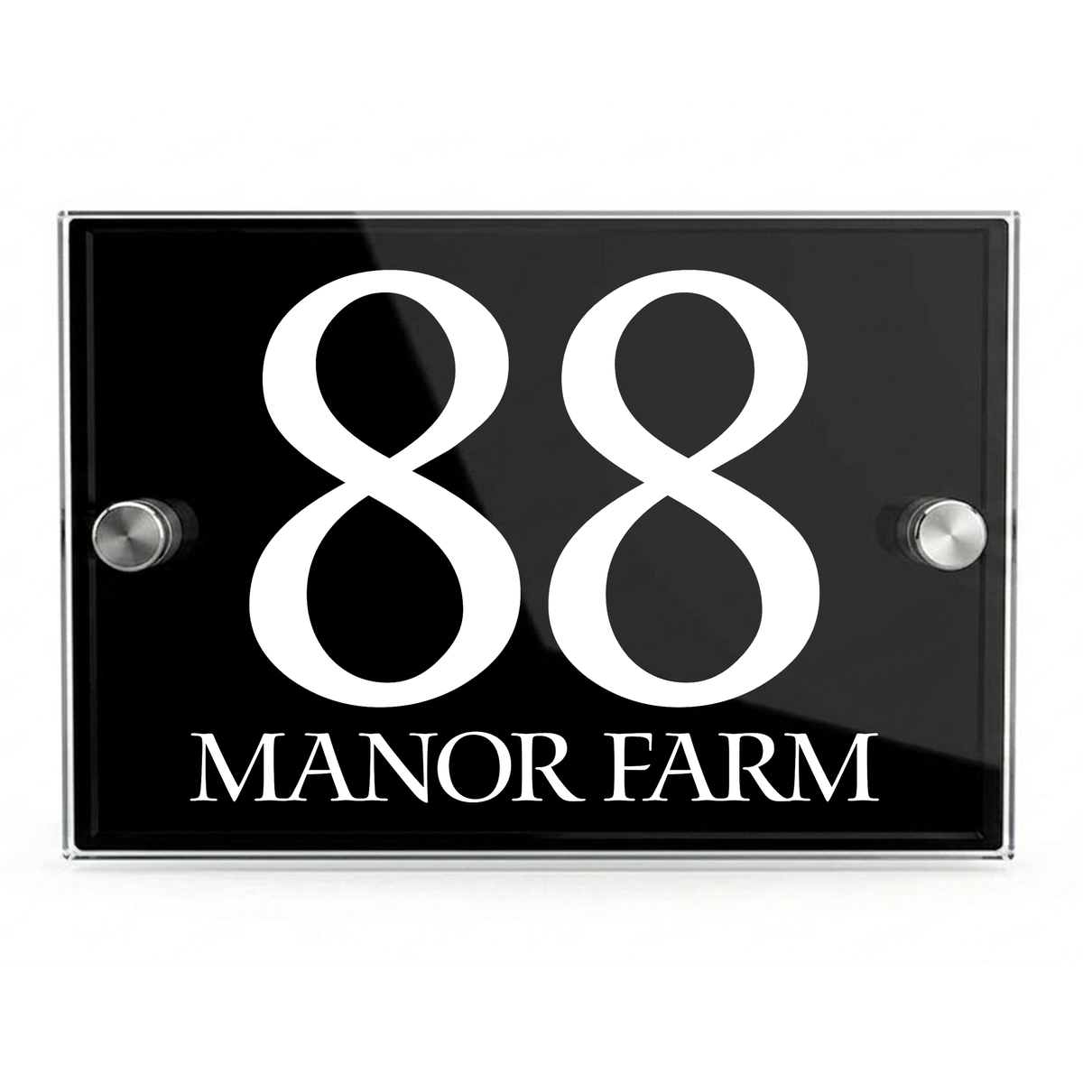 Personalised Dual Panel Acrylic House Sign Rectangle | 200mm x 130mm | Black with White Text