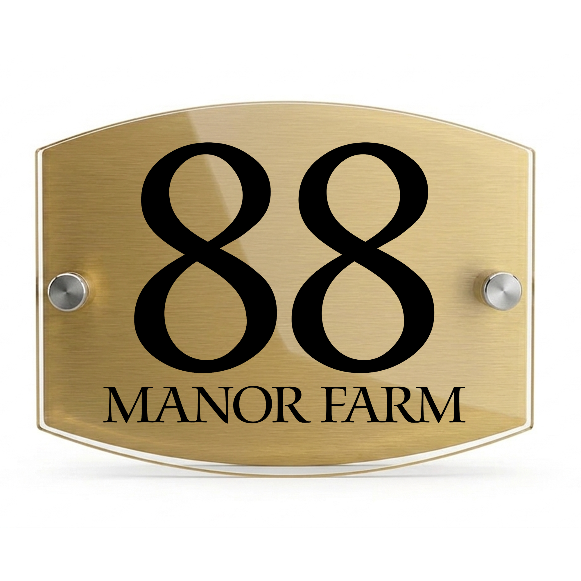 Personalised Dual Panel Acrylic House Sign Oval | 200mm x 130mm | Gold with Black Text