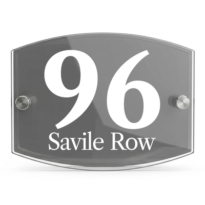 Personalised Dual Panel Acrylic House Sign Oval | 200mm x 130mm | Grey with White Text