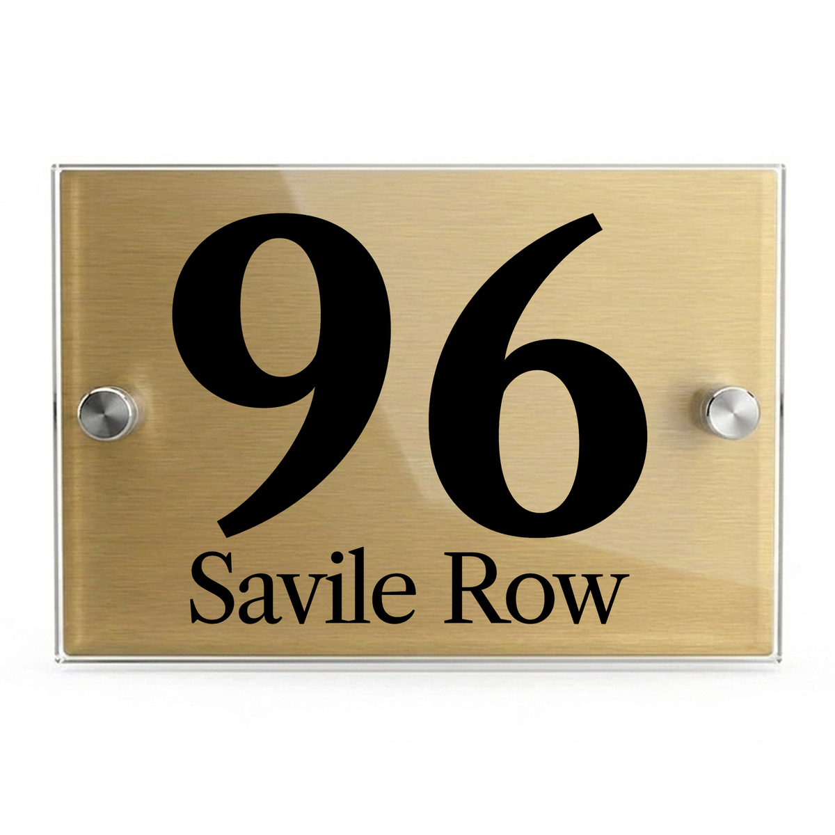 Personalised Dual Panel Acrylic House Sign Rectangle | 200mm x 130mm | Gold with Black Text