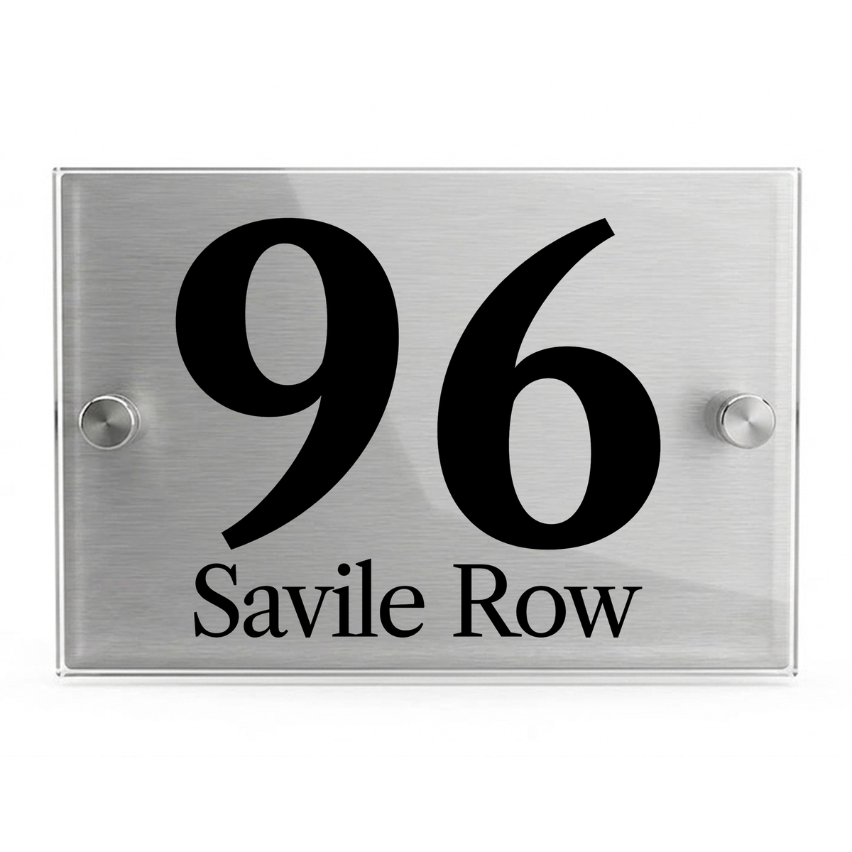 Personalised Dual Panel Acrylic House Sign Rectangle | 200mm x 130mm | Silver with Black Text