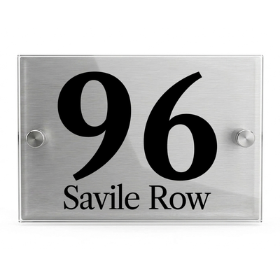 Personalised Dual Panel Acrylic House Sign Rectangle | 200mm x 130mm | Silver with Black Text