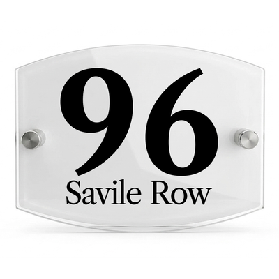 Personalised Dual Panel Acrylic House Sign Oval | 200mm x 130mm | White with Black Text