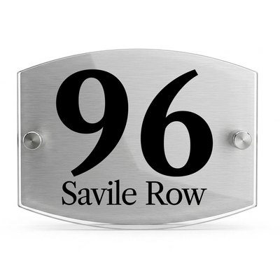 Personalised Dual Panel Acrylic House Sign Oval | 200mm x 130mm | Silver with Black Text