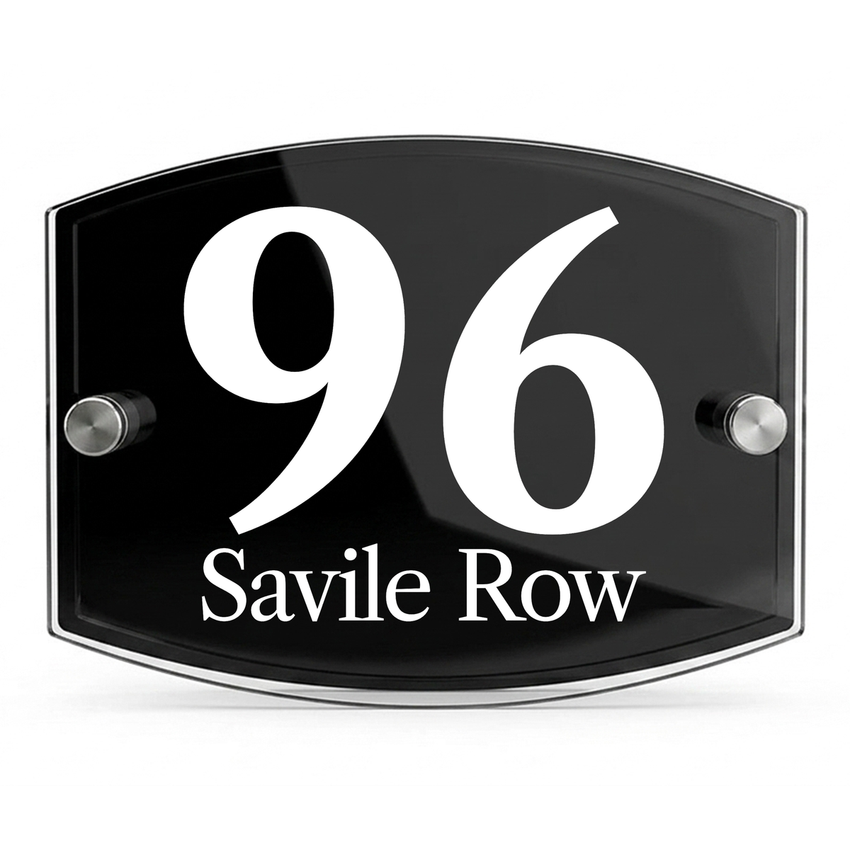 Personalised Dual Panel Acrylic House Sign Oval | 200mm x 130mm | Black with White Text