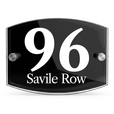 Personalised Dual Panel Acrylic House Sign Oval | 200mm x 130mm | Black with White Text