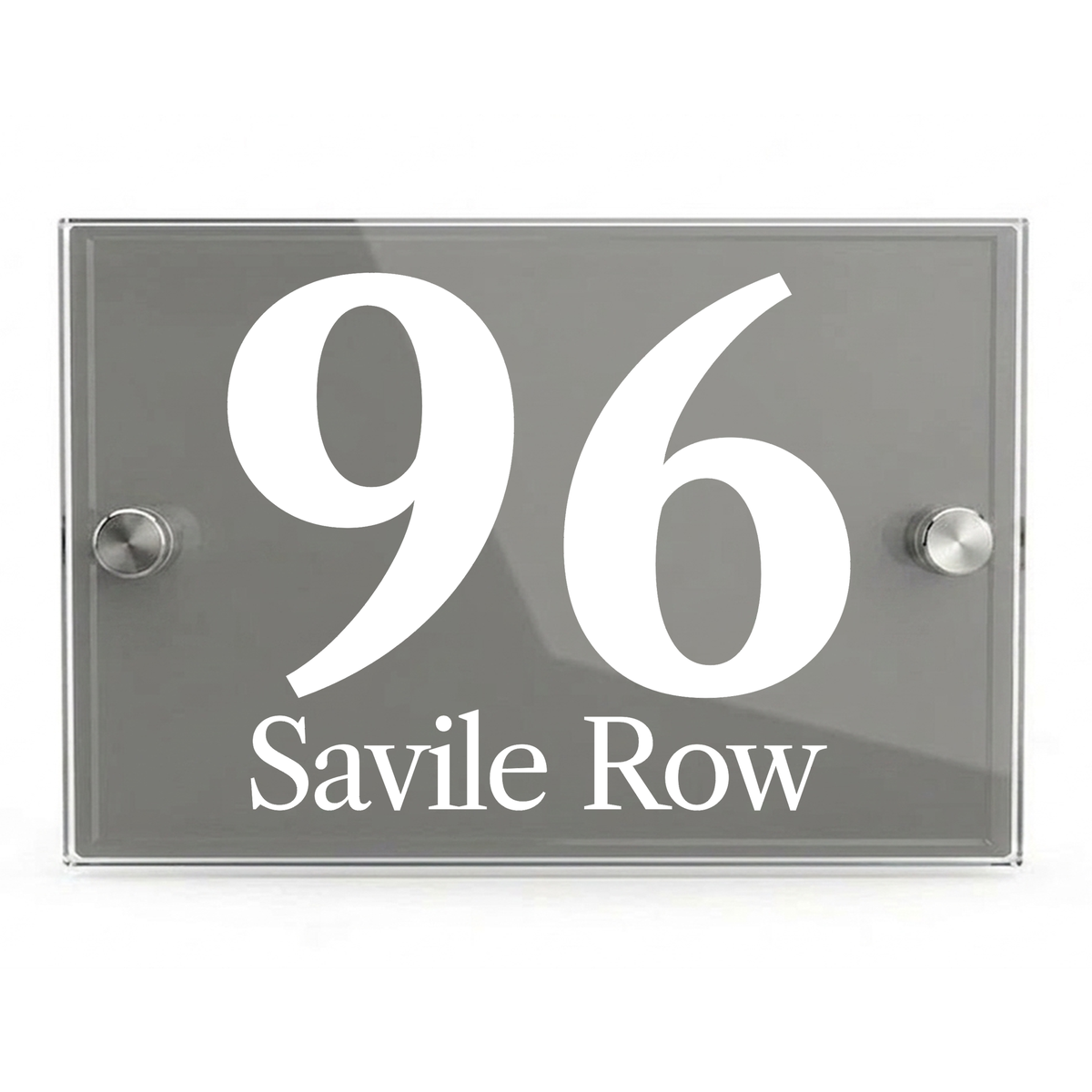 Personalised Dual Panel Acrylic House Sign Rectangle | 200mm x 130mm | Grey with White Text