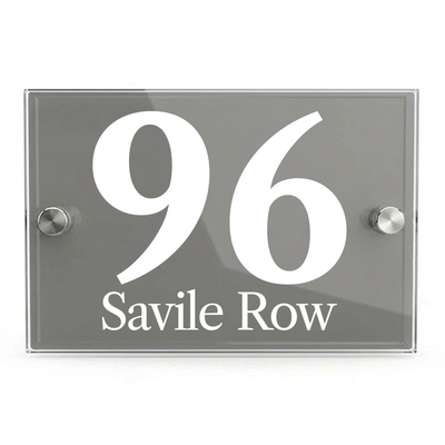 Personalised Dual Panel Acrylic House Sign Rectangle | 200mm x 130mm | Grey with White Text