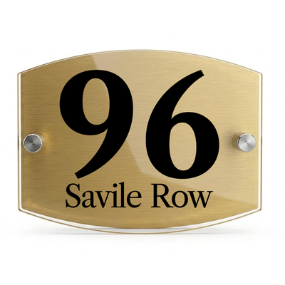 Personalised Dual Panel Acrylic House Sign Oval | 200mm x 130mm | Gold with Black Text