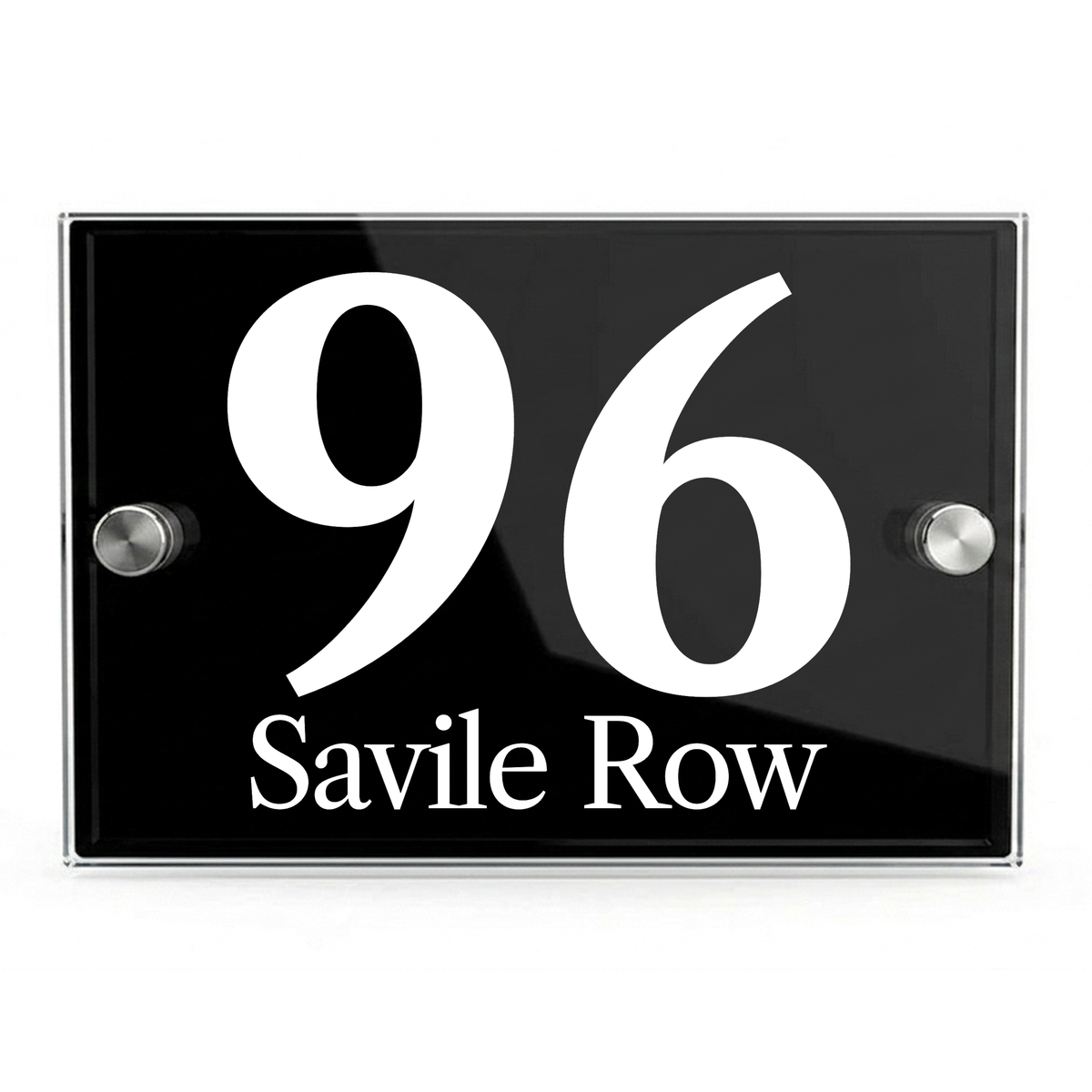 Personalised Dual Panel Acrylic House Sign Rectangle | 200mm x 130mm | Black with White Text
