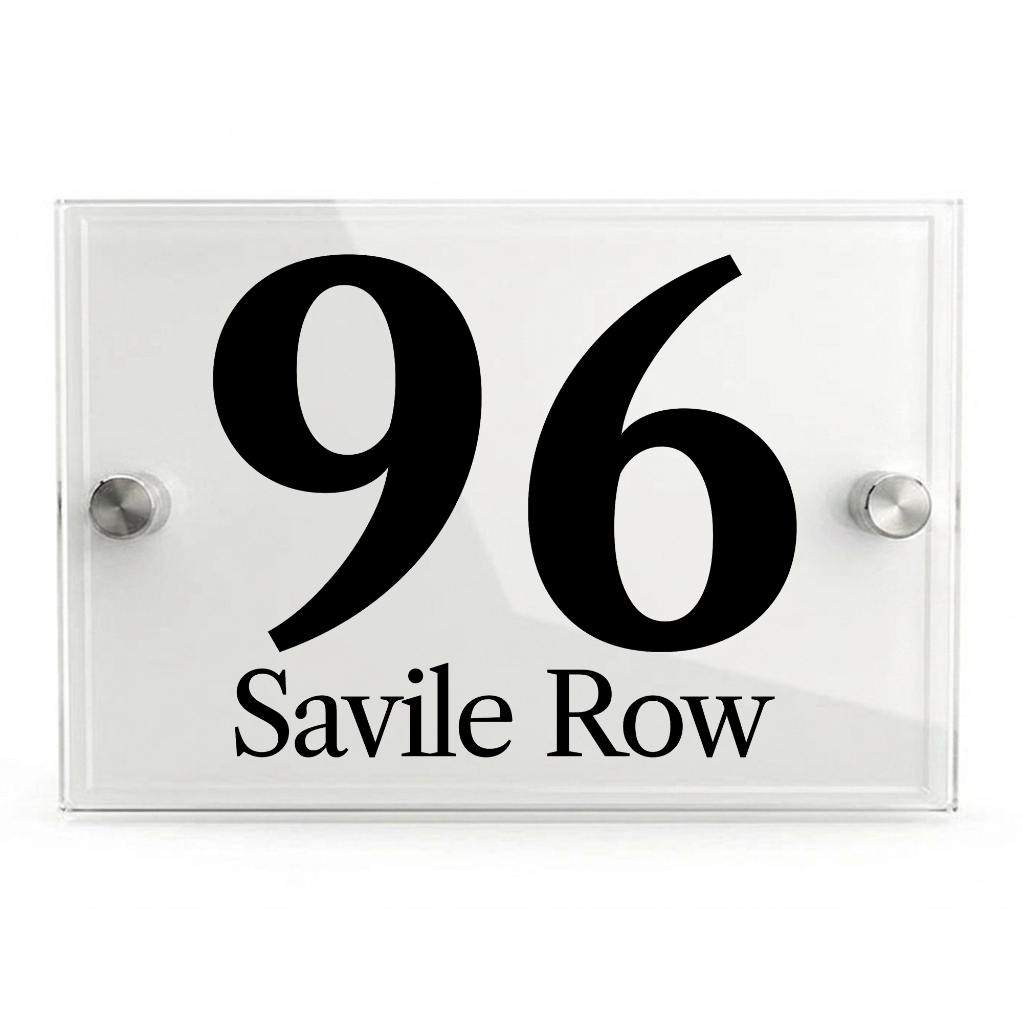 Personalised Dual Panel Acrylic House Sign Rectangle | 200mm x 130mm | White with Black Text