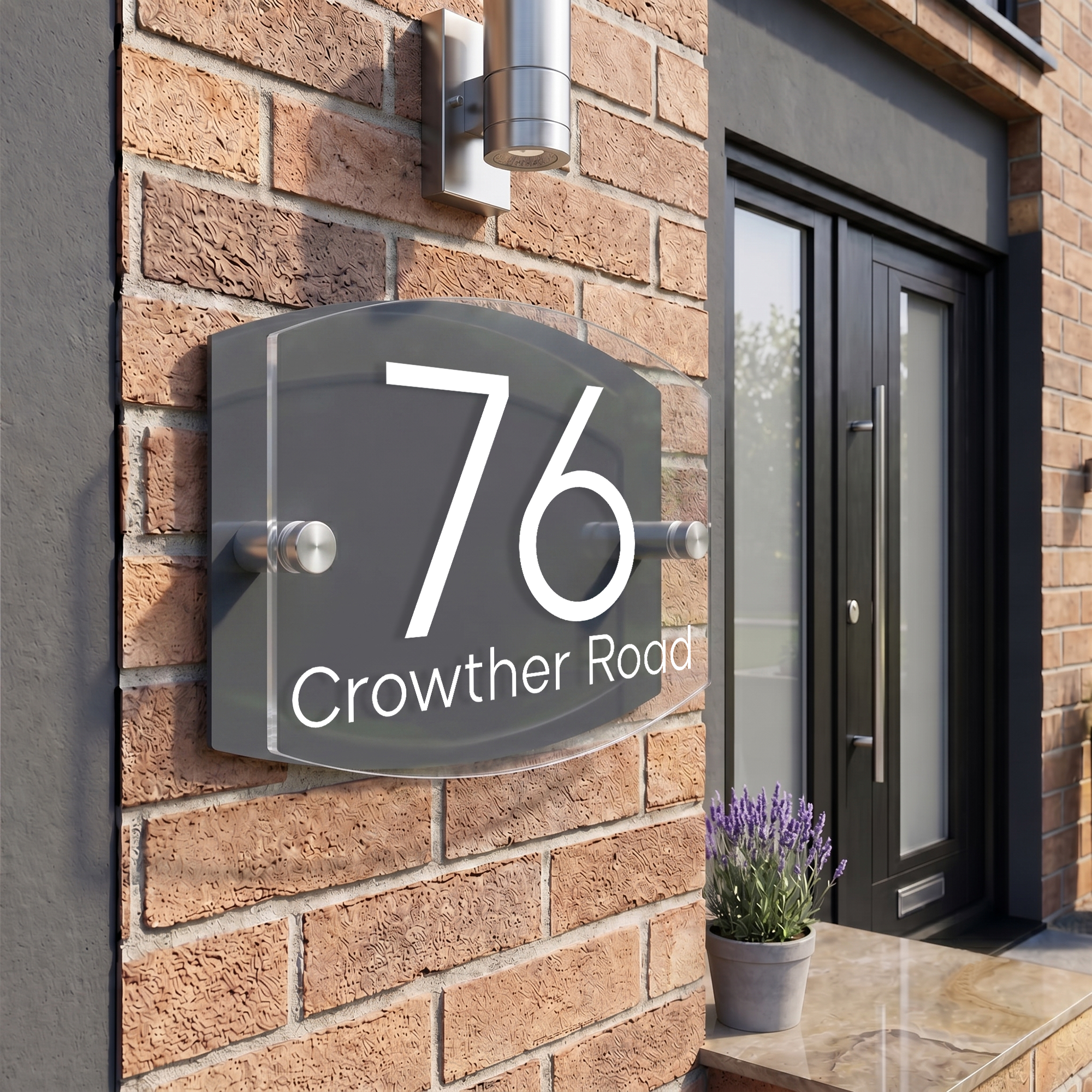 Personalised Dual Panel Acrylic House Sign Oval | 200mm x 130mm | Grey with White Text