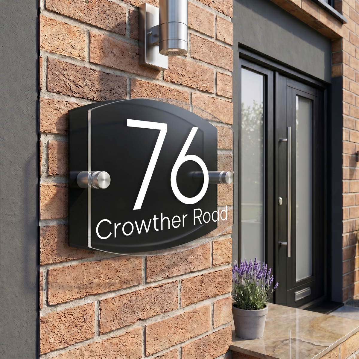 Personalised Dual Panel Acrylic House Sign Oval | 200mm x 130mm | Black with White Text