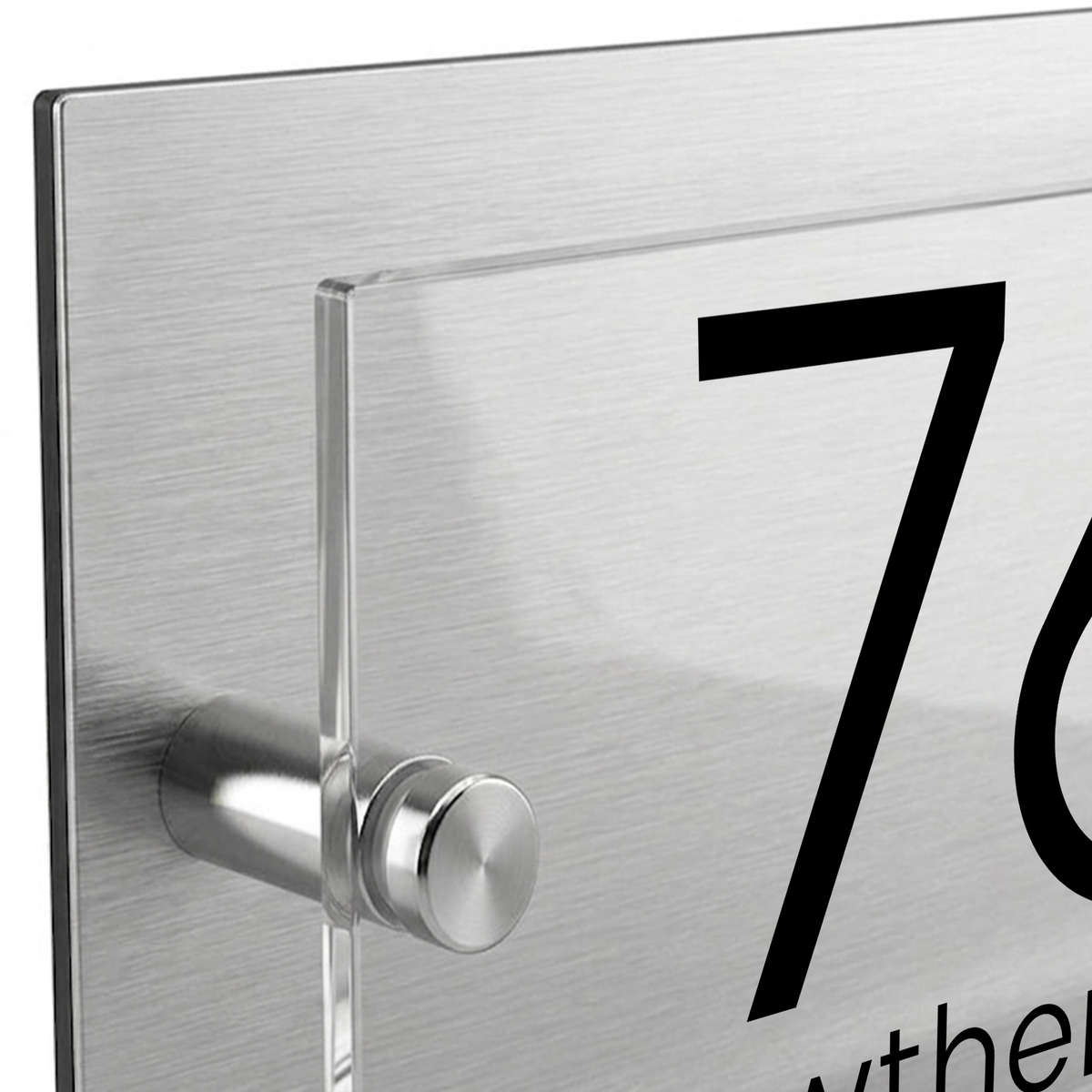 Personalised Dual Panel Acrylic House Sign Rectangle | 200mm x 130mm | Silver with Black Text