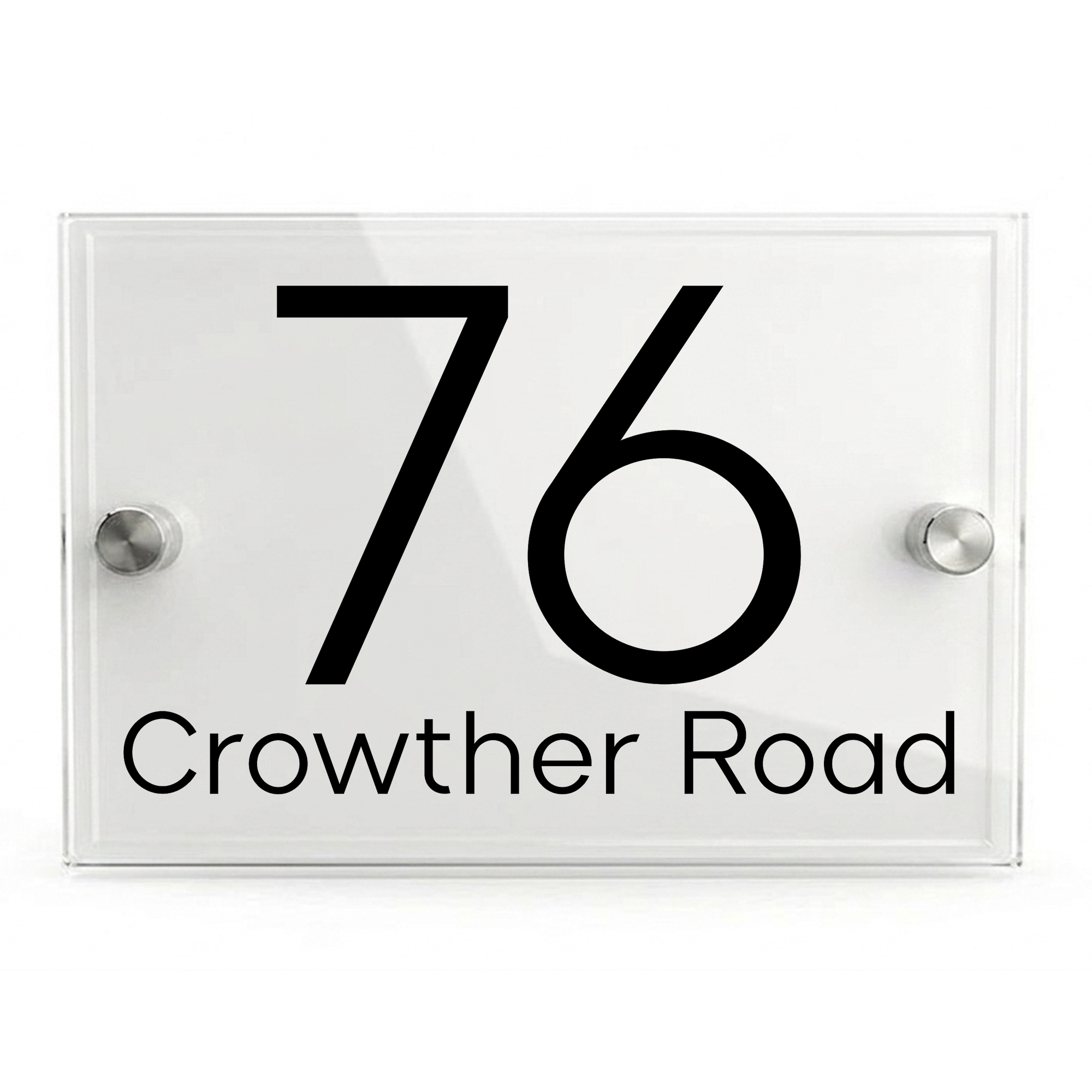 Personalised Dual Panel Acrylic House Sign Rectangle | 200mm x 130mm | White with Black Text