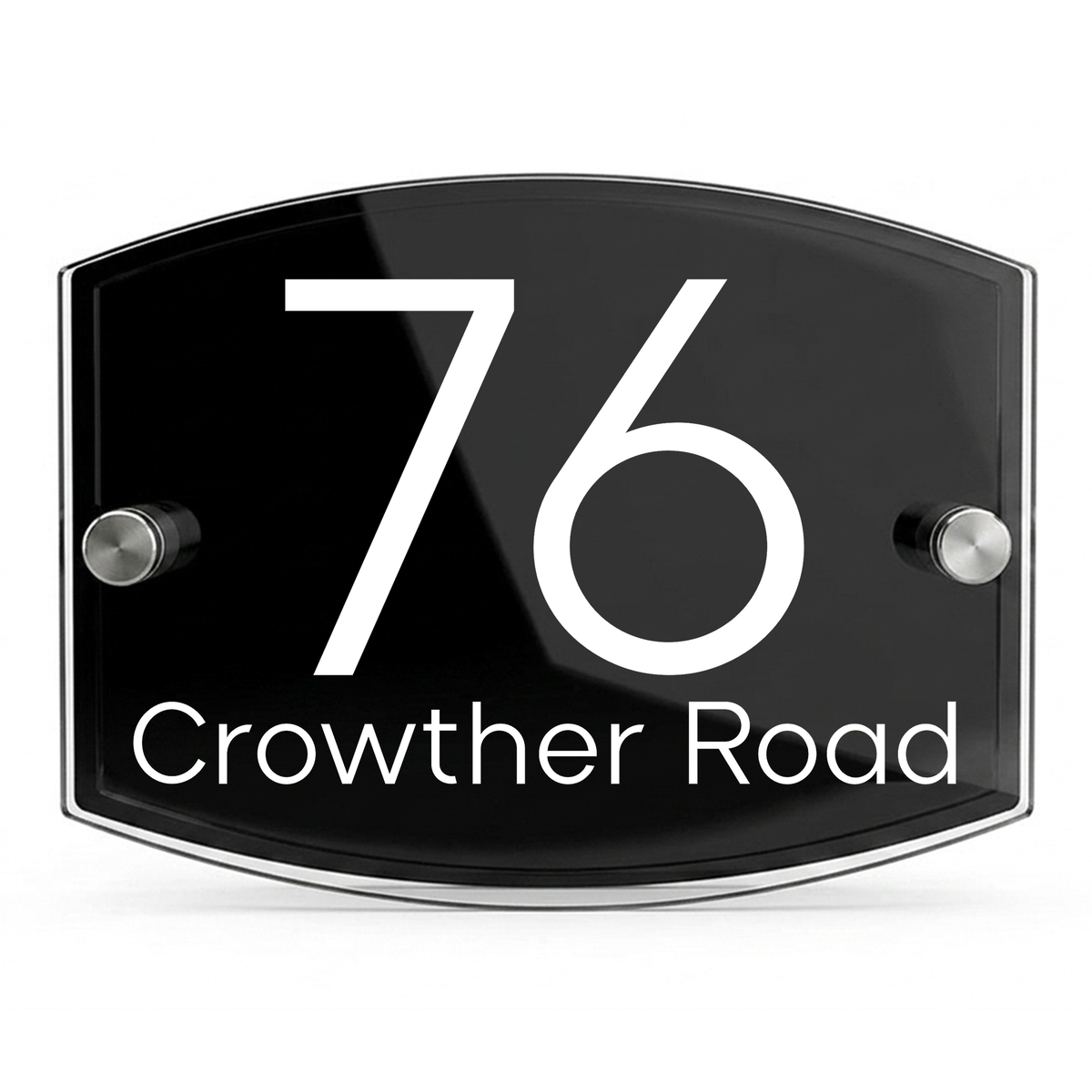 Personalised Dual Panel Acrylic House Sign Oval | 200mm x 130mm | Black with White Text