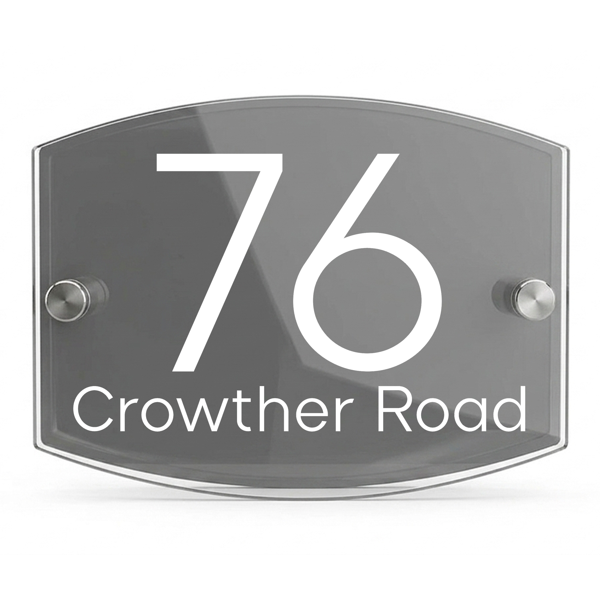 Personalised Dual Panel Acrylic House Sign Oval | 200mm x 130mm | Grey with White Text