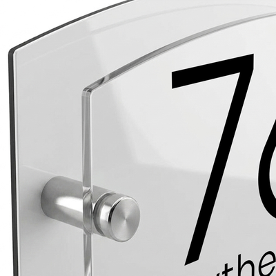Personalised Dual Panel Acrylic House Sign Oval | 200mm x 130mm | White with Black Text