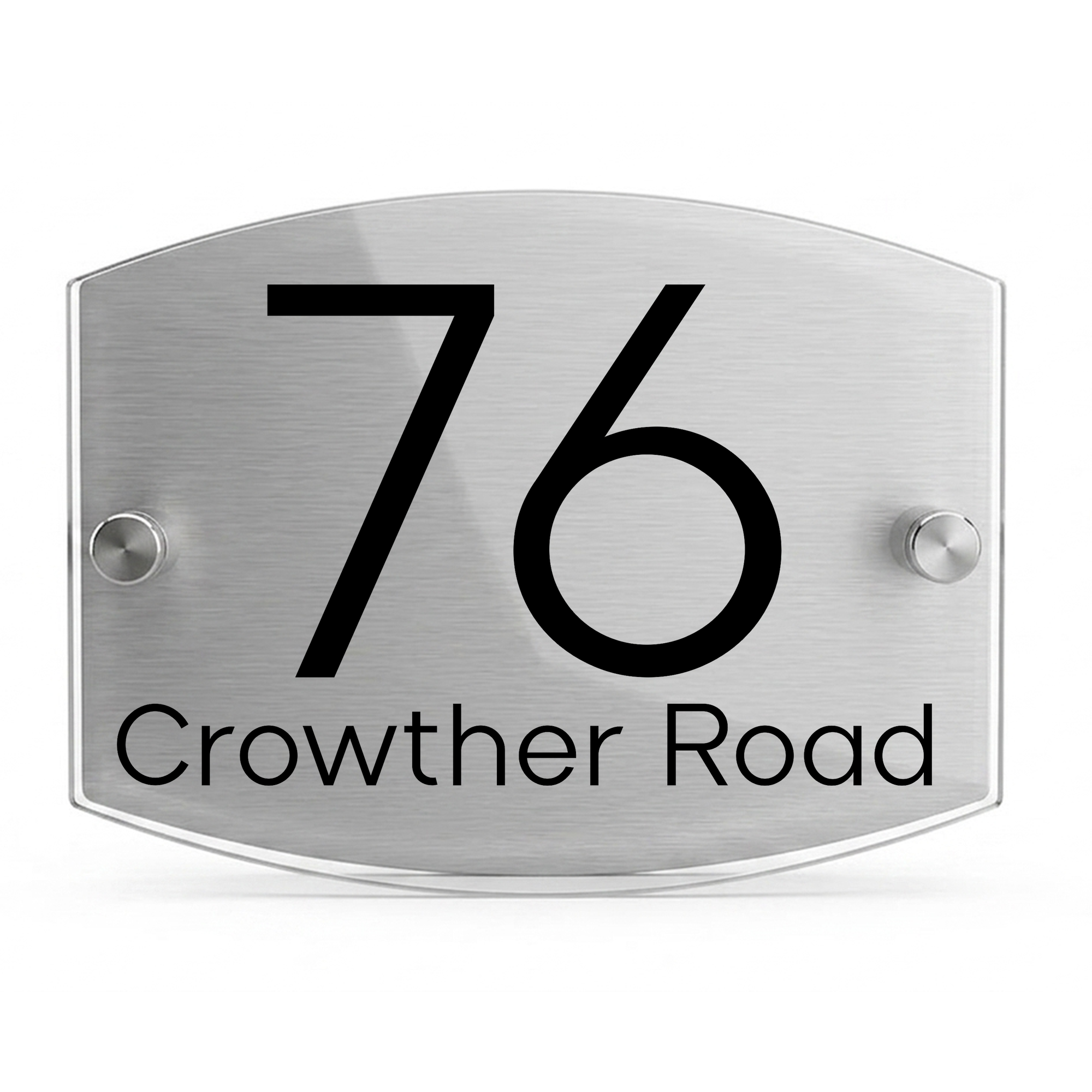 Personalised Dual Panel Acrylic House Sign Oval | 200mm x 130mm | Silver with Black Text