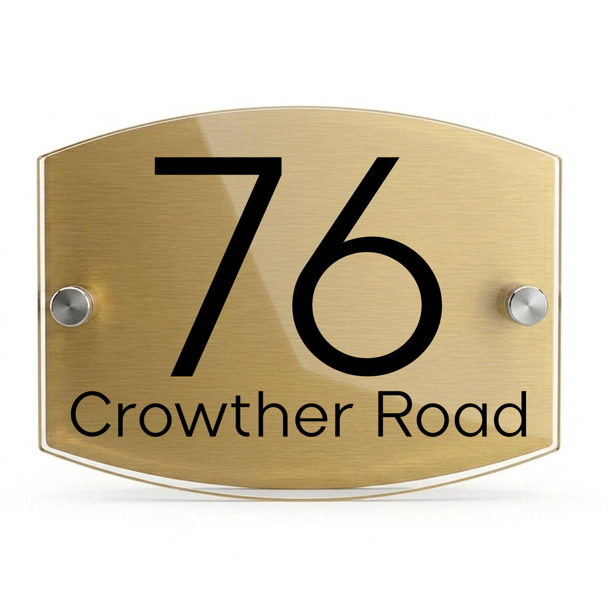Personalised Dual Panel Acrylic House Sign Oval | 200mm x 130mm | Gold with Black Text