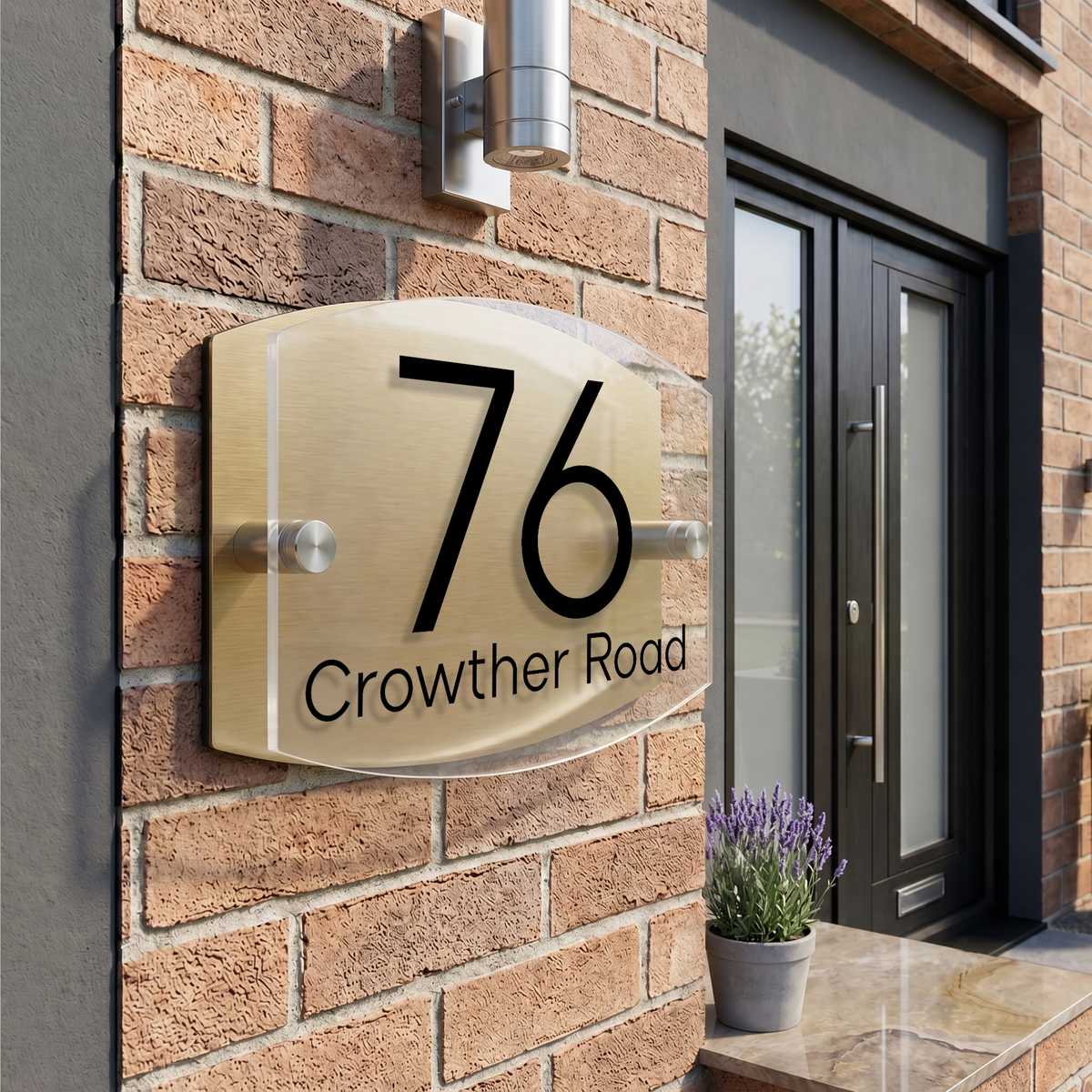 Personalised Dual Panel Acrylic House Sign Oval | 200mm x 130mm | Gold with Black Text