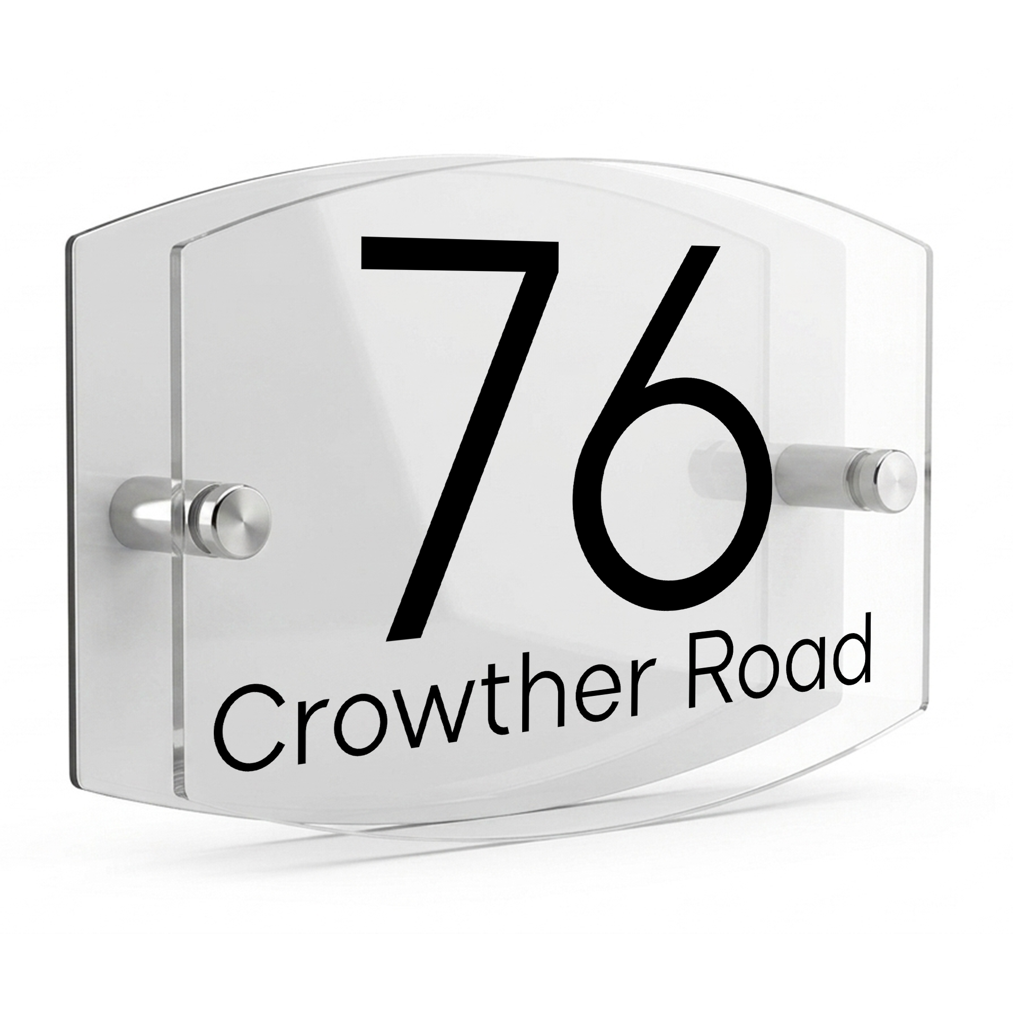 Personalised Dual Panel Acrylic House Sign Oval | 200mm x 130mm | White with Black Text