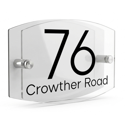 Personalised Dual Panel Acrylic House Sign Oval | 200mm x 130mm | White with Black Text