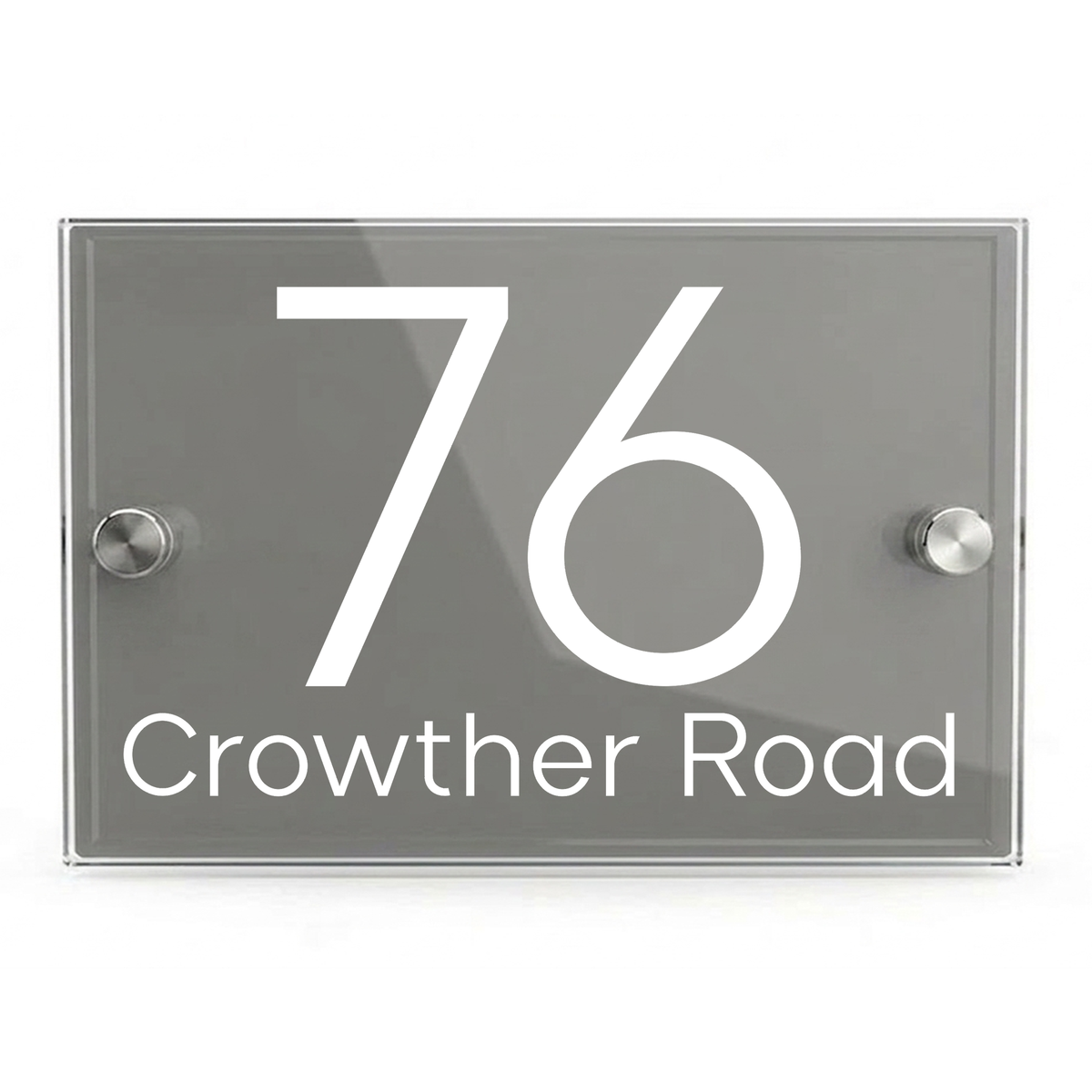 Personalised Dual Panel Acrylic House Sign Rectangle | 200mm x 130mm | Grey with White Text