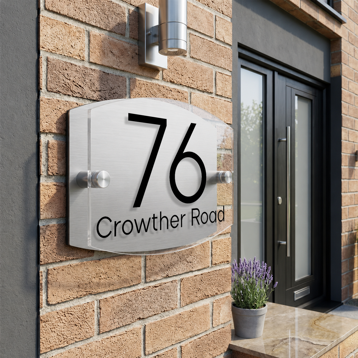 Personalised Dual Panel Acrylic House Sign Oval | 200mm x 130mm | Silver with Black Text