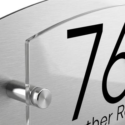Personalised Dual Panel Acrylic House Sign Oval | 200mm x 130mm | Silver with Black Text