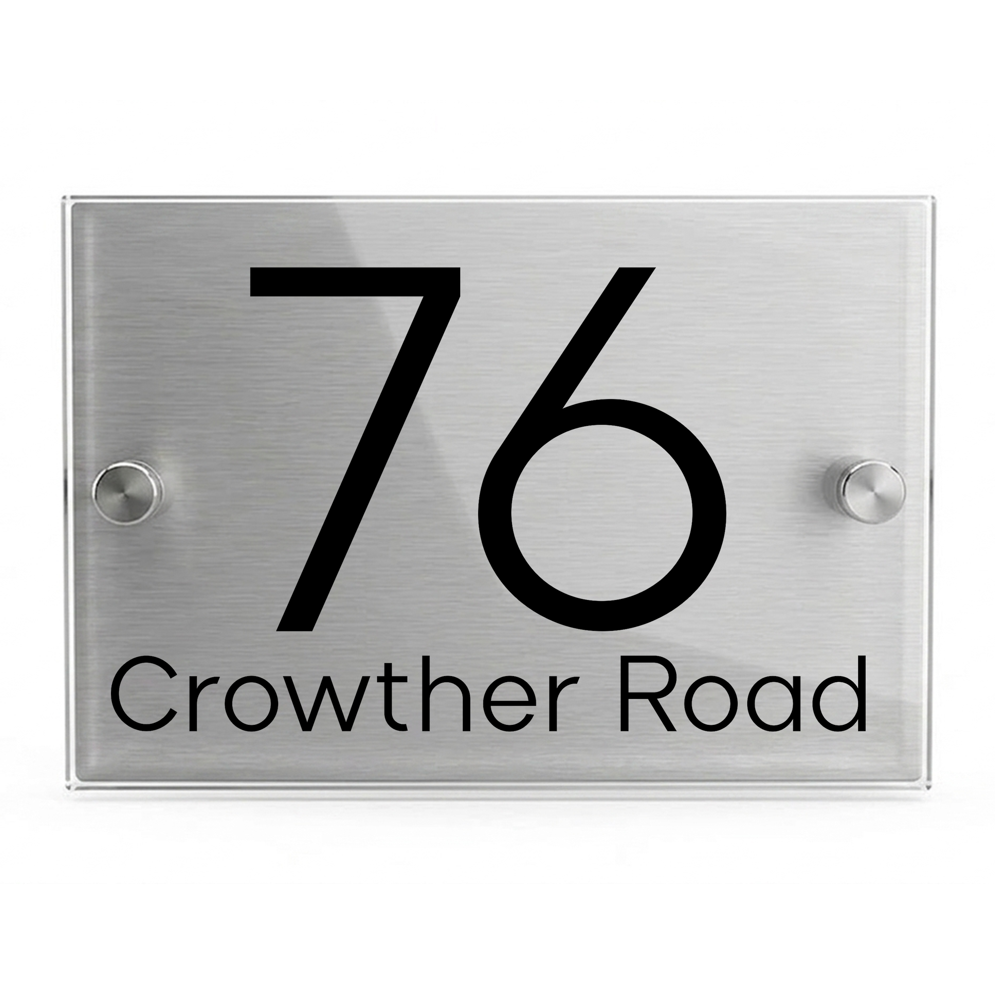 Personalised Dual Panel Acrylic House Sign Rectangle | 200mm x 130mm | Silver with Black Text