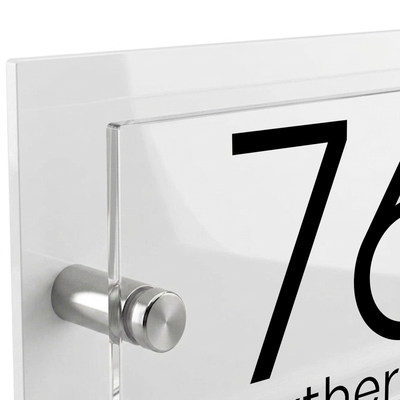 Personalised Dual Panel Acrylic House Sign Rectangle | 200mm x 130mm | White with Black Text