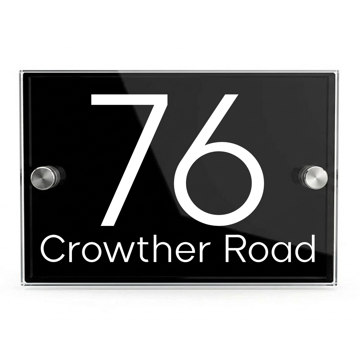 Personalised Dual Panel Acrylic House Sign Rectangle | 200mm x 130mm | Black with White Text