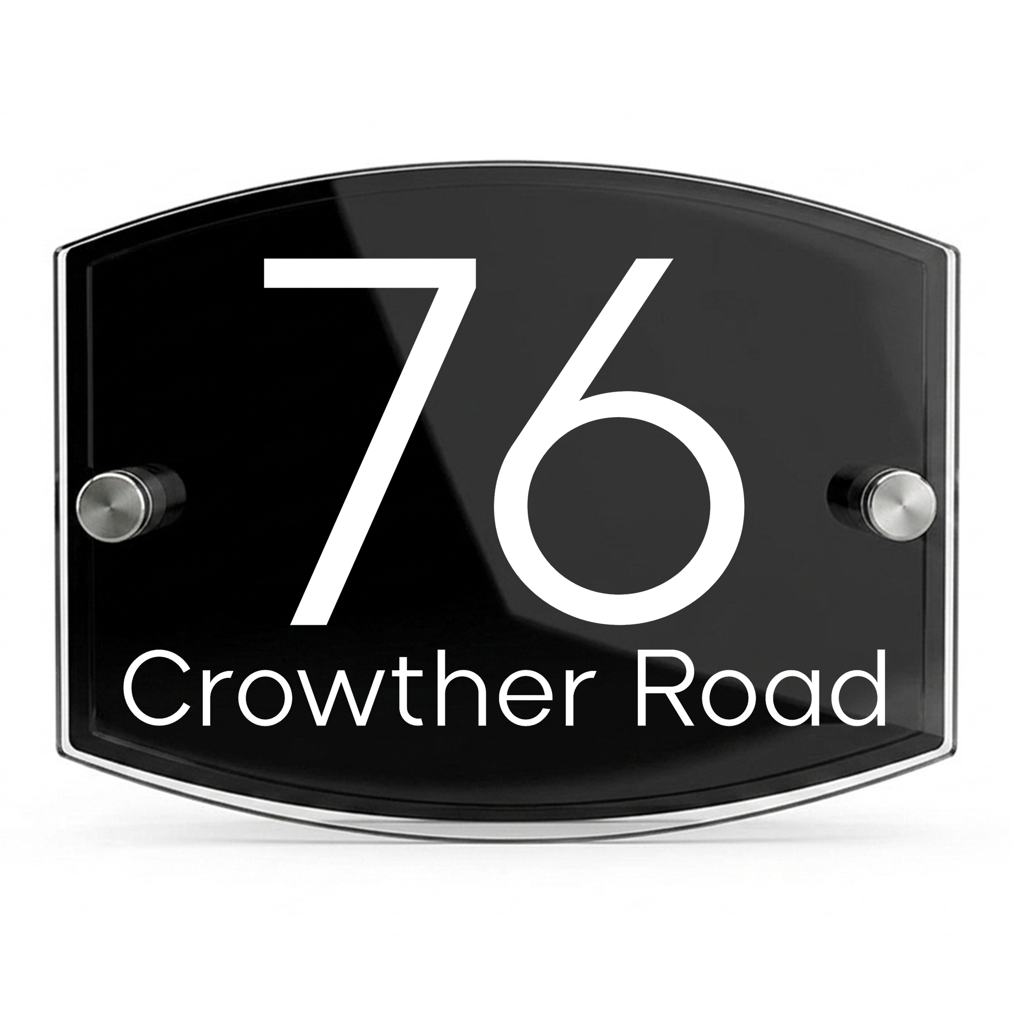 Personalised Dual Panel Acrylic House Sign Oval | 200mm x 130mm | Black with White Text