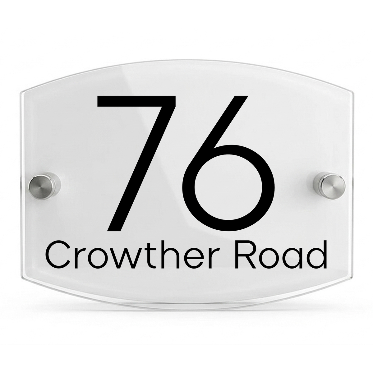 Personalised Dual Panel Acrylic House Sign Oval | 200mm x 130mm | White with Black Text