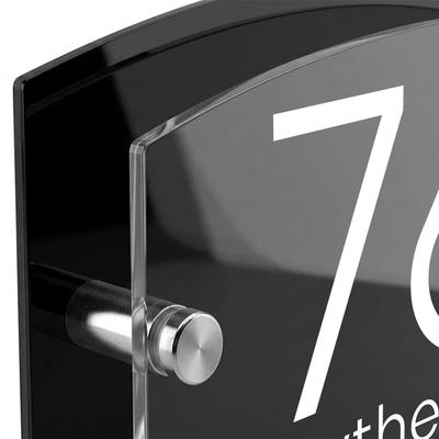 Personalised Dual Panel Acrylic House Sign Oval | 200mm x 130mm | Black with White Text