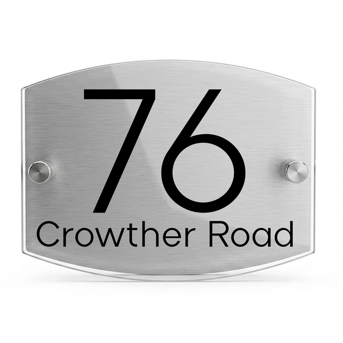 Personalised Dual Panel Acrylic House Sign Oval | 200mm x 130mm | Silver with Black Text