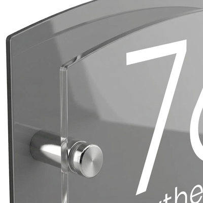 Personalised Dual Panel Acrylic House Sign Oval | 200mm x 130mm | Grey with White Text